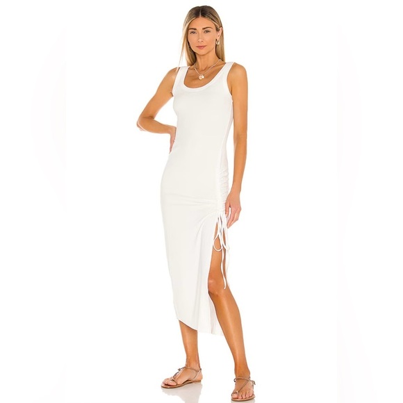 L* space long cream midi dress Adjustable side ruched detail NEW - Picture 1 of 7
